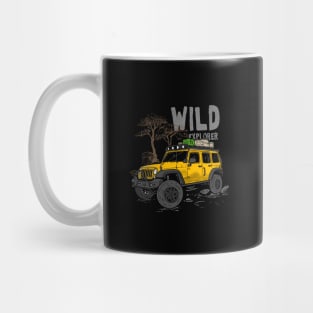 Wild Explorer Jeep - Adventure Yellow Jeep Wild Explore for Outdoor enthusiasts Mug